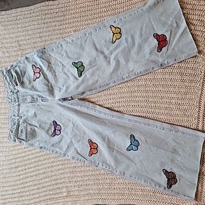 Shein butterfly jeans size large